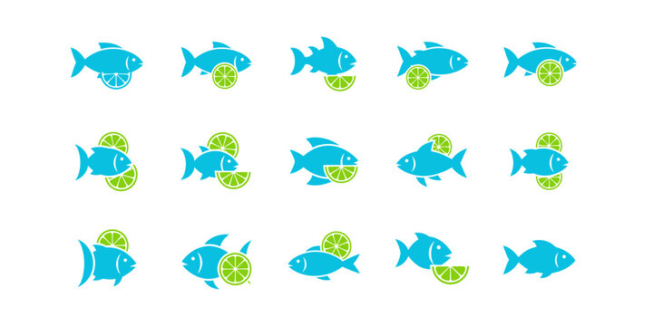 Creative tuna fish logo set with clean and modern vector design, ideal for seafood branding, fishing industry, ocean products, and marine business logos.