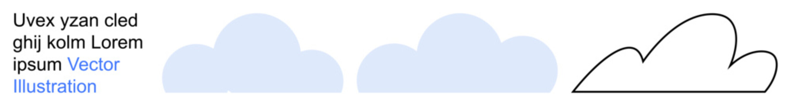 Weather forecasting, environmental , graphic design, nature, digital media, branding. Three cloud shapes include two blue filled designs and one outlined. Weather forecasting and environmental themes