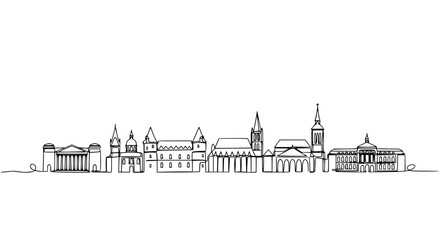 Obraz premium Saint Germain en Laye continuous line drawing skyline minimalist vector illustration isolated on white