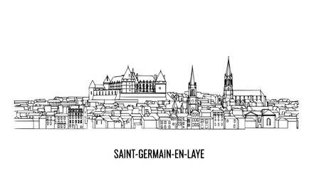 Obraz premium Saint Germain en Laye city line drawing minimalist vector skyline illustration isolated on white background