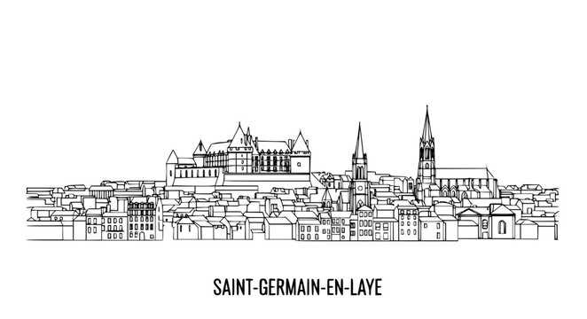 Saint Germain en Laye city line drawing minimalist vector skyline illustration isolated on white background