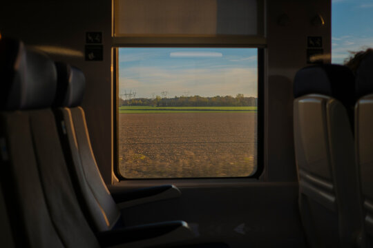 Train travel landscape in France