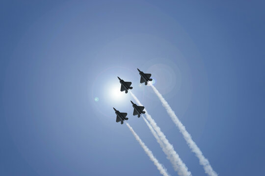 jet fighters in formation 3d rendering