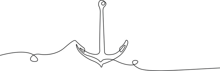 Minimalist anchor icon with rope illustration Vector © Servo
