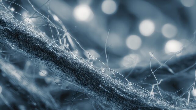 Close up fibers creating abstract blue texture