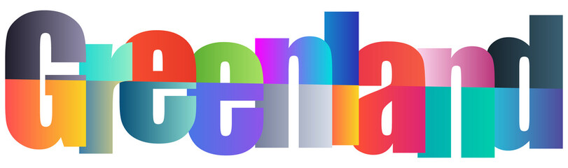 Colorful Rainbow Text Design Featuring Word Greenland With Transparent Background © Mahadi
