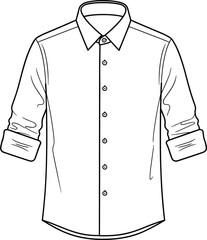 Naklejka premium Long sleeve shirt illustration, button up garment design, fashion clothing vector, dress shirt outline, modern minimal style drawing