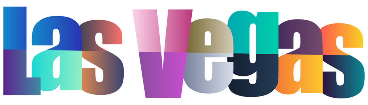 Colorful gradient text design featuring Las Vegas city name