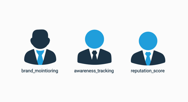 Brand marketing awareness tracking reputation score icons with flat design social media business intelligence human resources marketing awareness tracking reputation business analytics