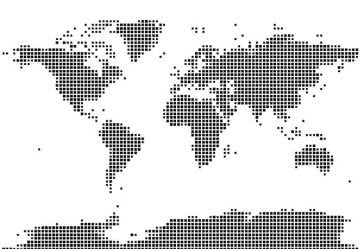 Abstract map of the earth showing the earth with a pattern of black squares