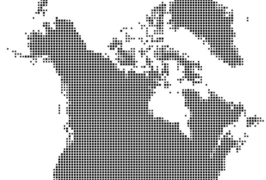 Abstract map of Canada showing the earth with a pattern of black squares