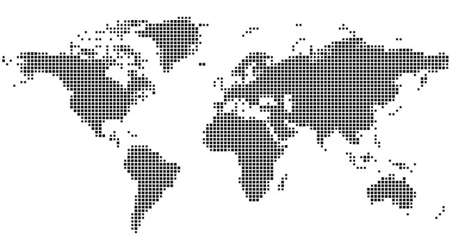 Abstract map of the earth showing the earth with a pattern of black squares