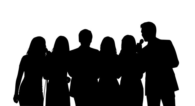 Silhouette of a Group of Singers and Vocalists Performing Together