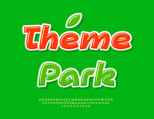 Naklejka premium Vector Children logo Theme Park. Handwritten Green Font. Glossy Alphabet Letters and Numbers set
