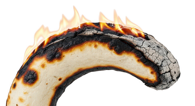 Detailed illustration of a flaming dragon tail segment