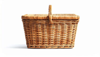 Obraz premium Single giant Picnic Basket isolated on white background
