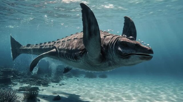 Underwater slow motion great white shark swimming in ocean 4k footage