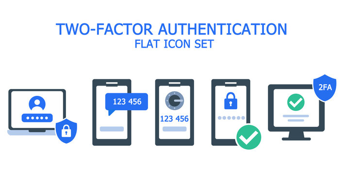 Two-factor authentication icon set