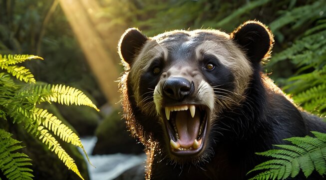 An overly mysterious wolverine near green rapids boulder