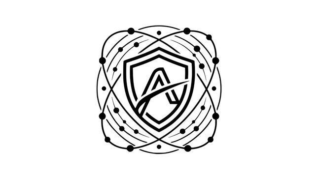 Abstract shield logo design featuring a letter A symbol