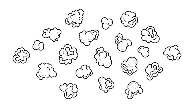 Hand drawn vector illustration of scattered crispy popcorn kernels