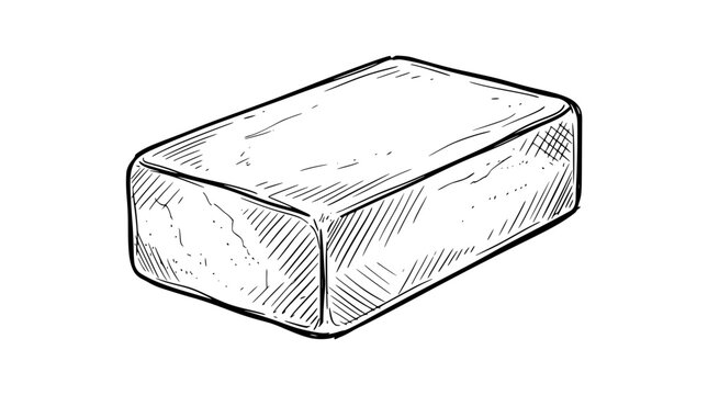Hand drawn vector illustration of a single rectangular brick