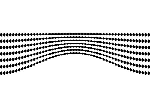 Abstract curve vector arch of lines from black circles on a white background. Modern wavy pattern. Design element. Trendy vector background for covers, advertising, packaging. Technological style, pix