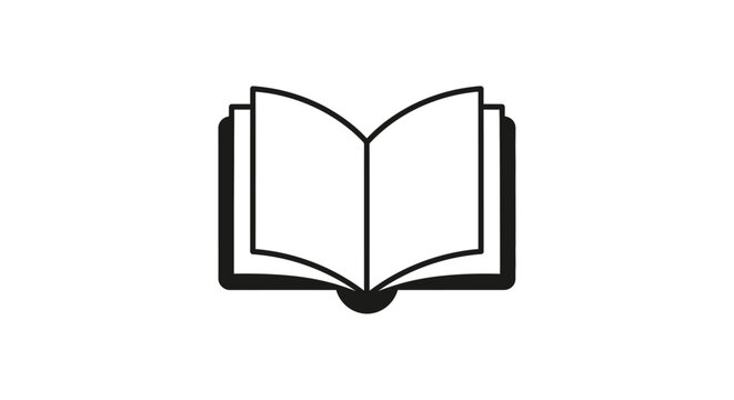 Open Book Icon Vector Illustration - Simple Line Art on White Background