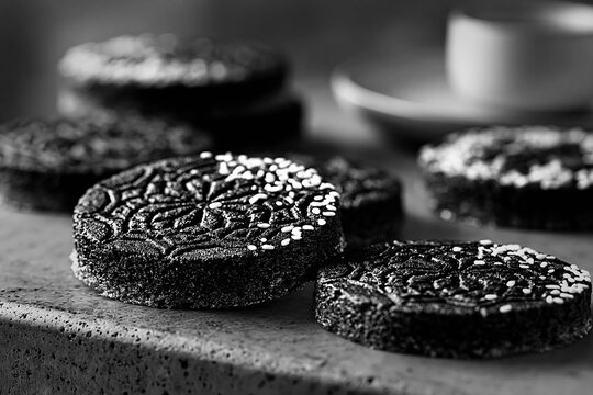 Traditional dibs el kharroub biscuits with sesame seeds