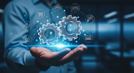 Fototapeta premium Enterprise workflow automation concept highlighting digital process management and smart business technology integration