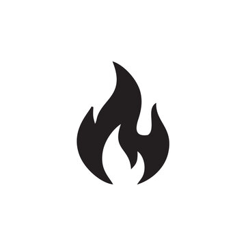 Minimalist Fire Flame Vector Illustration Simple Black and White Heat Icon Isolated on White Background for Energy Gas and Hot Branding Design