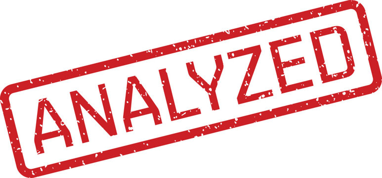 Red rubber stamp boldly showing the word ANALYZED in a rectangular frame on a clean white background