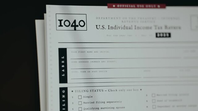 IRS Form 1040 filling in personal information
