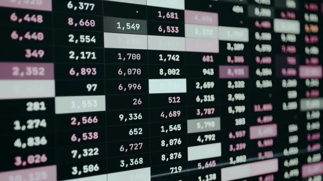 Real-time data table, monitoring screen for tracking multiple assets simultaneously