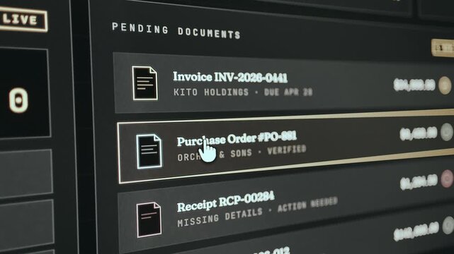 User interface for managing pending business documents such as invoices and purchase orders