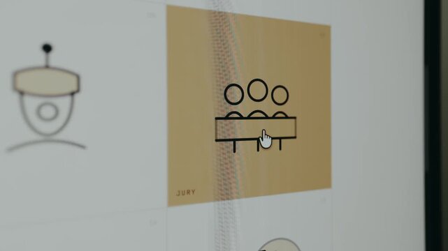 Digital icon on a yellow background representing a jury