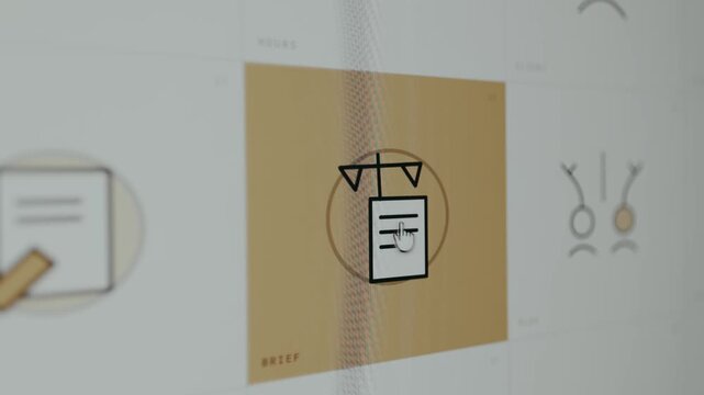 Graphic icon labeled BRIEF featuring a document and balancing scales
