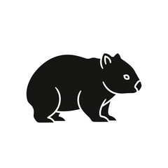 Fototapeta premium Silhouette of a wombat, a marsupial, depicted in a simple, minimalist style, black and white.