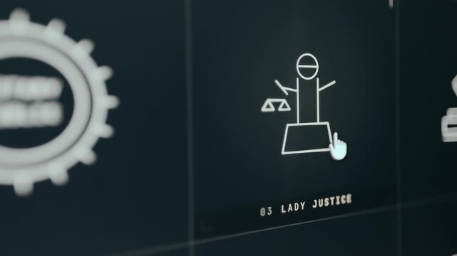 Female figure holding scales with stamp Notarized