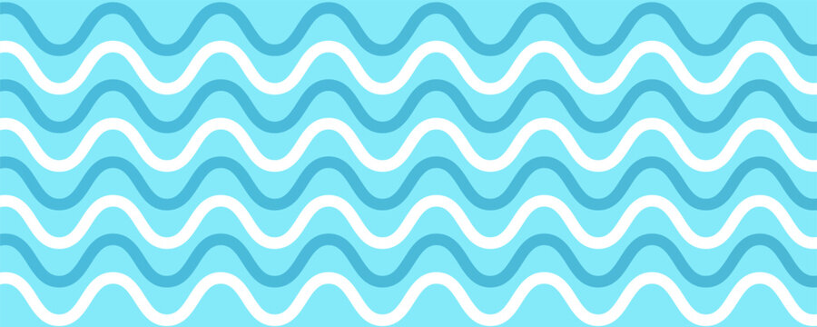 Simple seamless pattern with white abstract snowdrifts and frozen river waves in blue tones background. Ideal for kids decor, winter textiles, Christmas wrapping paper designs, winter sports product