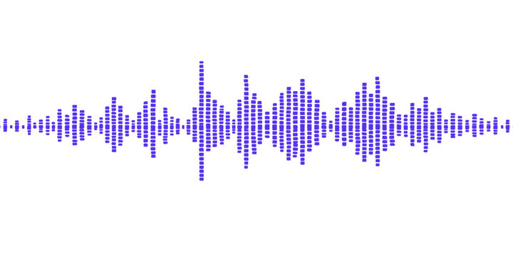 Blue digital technology background featuring a stylized sound wave vector illustration of a music equalizer frequency graph and business data chart for modern audio design