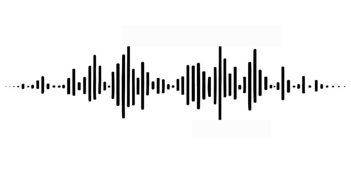 A digital blue light spectrum illustration featuring an audio equalizer wave vector and frequency line graph design for music technology, business data charts, or medical electronic volume diagrams