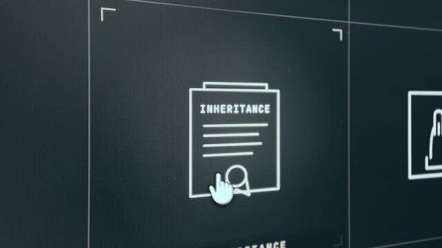 Graphic icon representing inheritance with stamp Notarized