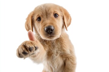 Obraz premium Funny puppy giving positive thumbs up