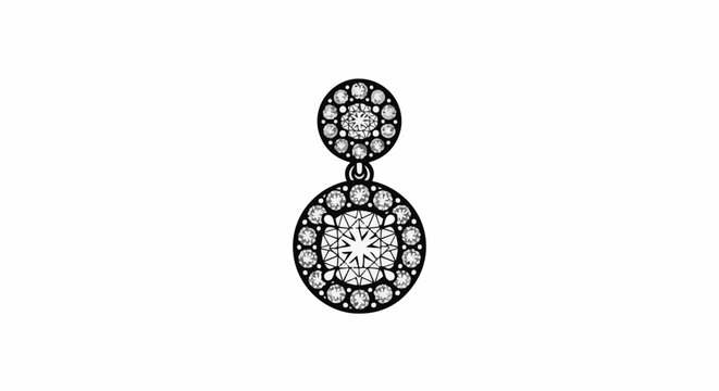 Dangle earring with two circular diamond clusters