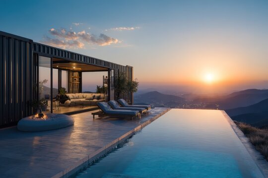 Luxury container villa with private infinity pool