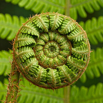 Close-up of Fresh Green Fern Fiddlehead