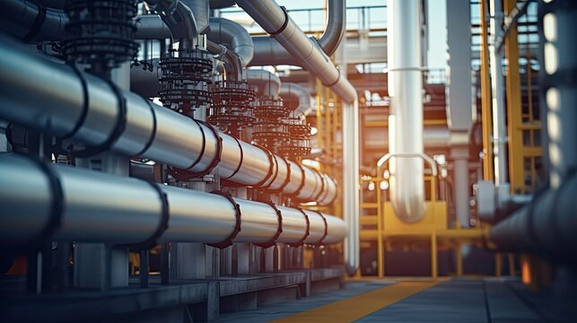 Steel pipes and industrial plant infrastructure processing energy