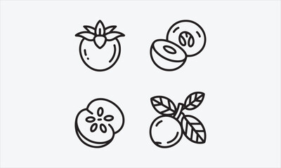 Fototapeta premium Medlar Line art vector icon set vector illustration