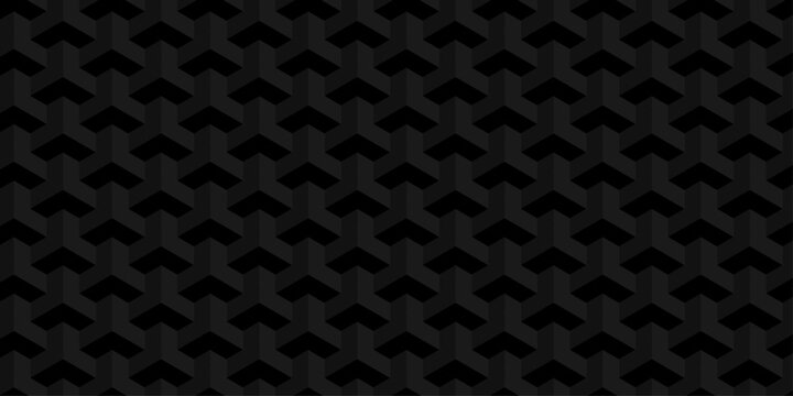 Vector structure box minimal black paper abstract cube. minimal square wall texture. geometric tile hexagon mosaic wall grid wallpaper. block cube isometric mosaic background.